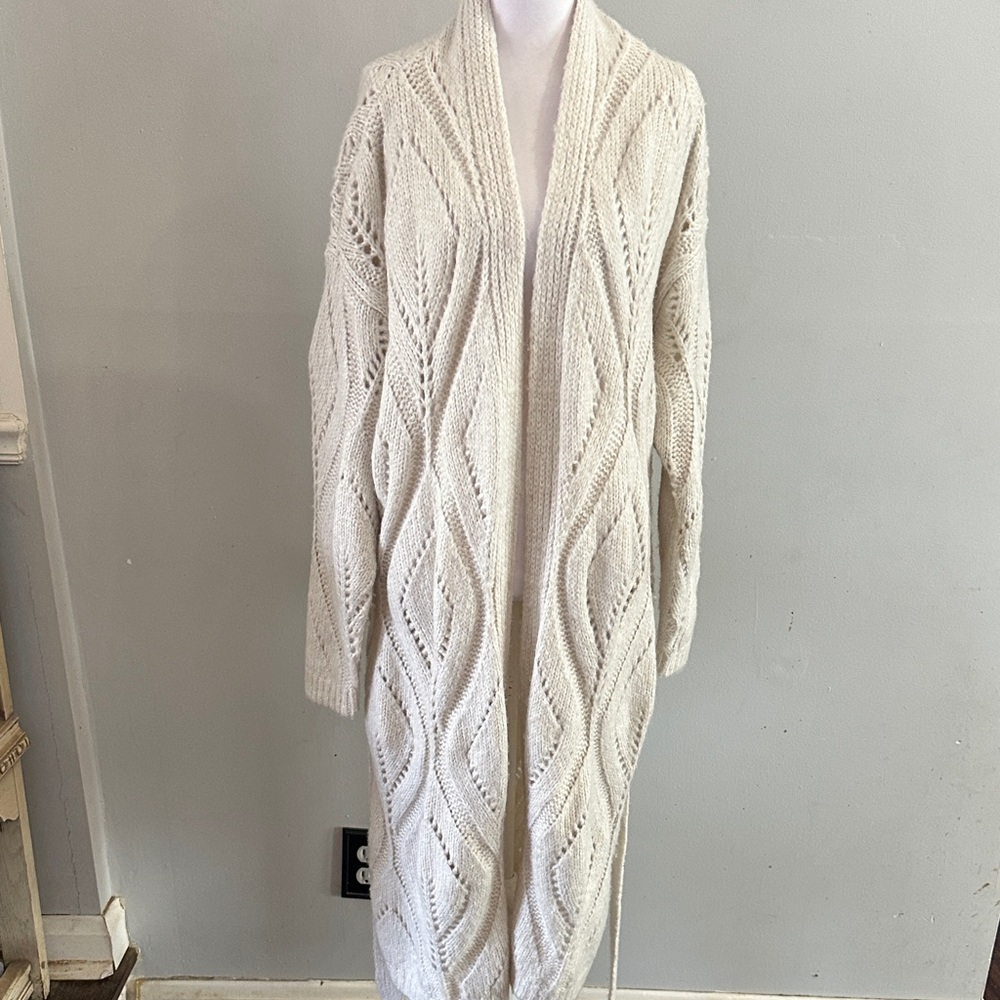 White House Black Market Cream Open-Front Cardigan